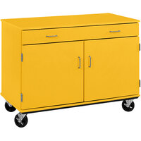 I.D. Systems 36 inch Tall Sun Yellow Two Door Mobile Storage Cabinet with Drawer 80430F36042
