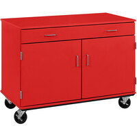 I.D. Systems 36 inch Tall Tulip Red Two Door Mobile Storage Cabinet with Drawer 80430F36043
