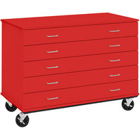 I.D. Systems 24 inch Deep Tulip Red Five Drawer Mobile Storage Cabinet 80393F36043