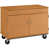 I.D. Systems 36 inch Tall Light Oak Two Door Mobile Storage Cabinet with Drawer 80430F36024