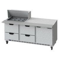 Beverage-Air SPED72HC-12M-4 72 inch 1 Door 4 Drawer Mega Top Refrigerated Sandwich Prep Table
