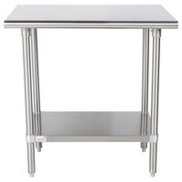 Advance Tabco Premium Series SS-243 24" x 36" 14 Gauge Stainless Steel Commercial Work Table with Undershelf