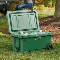 CaterGator CG45HGW Hunter Green 45 Qt. Mobile Rotomolded Extreme Outdoor Cooler / Ice Chest