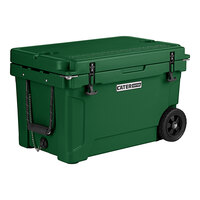 CaterGator CG45HGW Hunter Green 45 Qt. Mobile Rotomolded Outdoor Cooler / Ice Chest