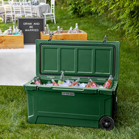 CaterGator CG100HGW Hunter Green 100 Qt. Mobile Rotomolded Extreme Outdoor Cooler / Ice Chest