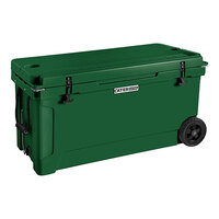 CaterGator CG100HGW Hunter Green 110 Qt. Mobile Rotomolded Outdoor Cooler / Ice Chest