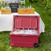 CaterGator CG65REDW Red 65 Qt. Mobile Rotomolded Extreme Outdoor Cooler / Ice Chest