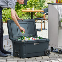 CaterGator CG65CHRW Charcoal 65 Qt. Mobile Rotomolded Extreme Outdoor Cooler / Ice Chest