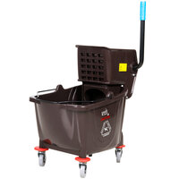 Lavex Janitorial 35 Qt. Brown Mop Bucket & Side Press Wringer Combo