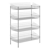 Regency 24" x 48" x 64" NSF Chrome Stationary 4 Basket Storage Display Stand