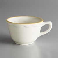 7 oz. Seville Ivory (American White) Scalloped Edge China Cup With Gold Band - 36/Case
