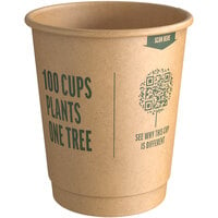 New Roots 10 oz. Smooth Double Wall Kraft Compostable Paper Hot Cup - 500/Case