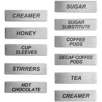 ServSense Magnetic Stainless Steel Coffee Labels for Self Service Station Organizers - 11/Pack