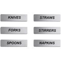 ServSense Magnetic Stainless Steel Flatware Labels for Self-Service Station Organizers - 6/Pack
