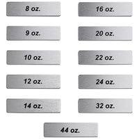 ServSense Magnetic Stainless Steel Ounces Cup / Lid Size Labels for Self Service Station Organizers - 11/Pack