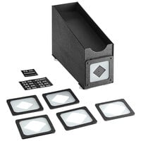 KleanTake by ServSense™ Black Countertop Slim Cup Dispenser Cabinet with Top Lid / Straw Organizer - 1 Slot