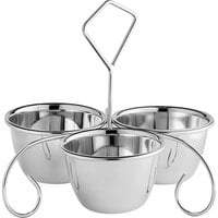 Choice 10 oz. Stainless Steel 3 Bowl Server / Caddy
