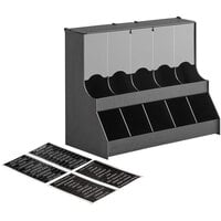 ServSense™ Black 10-Section Countertop Gravity-Fed Condiment Organizer - 18 1/2" x 8 1/2" x 16"