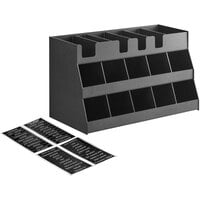 ServSense™ Black 16-Section Countertop Condiment Organizer - 27 inch x 12 3/4 inch x 16 inch
