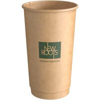 New Roots 16 oz. Smooth Double Wall Kraft Compostable Paper Hot Cup - 25/Pack