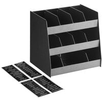 ServSense™ Black 11-Section Countertop Condiment Organizer - 16" x 12" x 15"