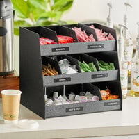 ServSense™ Black 11-Section Countertop Condiment Organizer - 16 inch x 12 inch x 15 inch