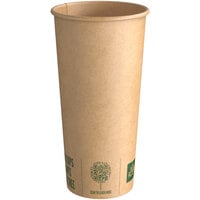 New Roots 20 oz. Smooth Single Wall Kraft Compostable Paper Hot Cup - 25/Pack