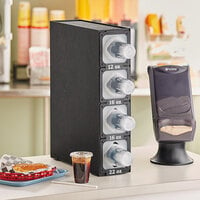 KleanTake by ServSense™ Black Countertop Slim Cup Dispenser Cabinet with 6 Fast-Changing Gaskets - 4 Slot