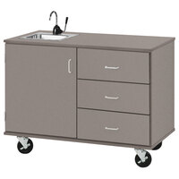 I.D. Systems 48 inch Wide Grey Nebula Demonstration Station with Sink, (3) Drawers, and Storage Cabinet 80739F36059