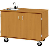 I.D. Systems 48 inch Wide Light Oak Demonstration Station with Sink and (2) Storage Cabinets 80743F36024