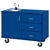 I.D. Systems 48 inch Wide Royal Blue Demonstration Station with Sink, (3) Drawers, and Storage Cabinet 80739F36045