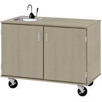 I.D. Systems 48 inch Wide Natural Elm Demonstration Station with Sink and (2) Storage Cabinets 80743F36019
