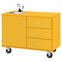 I.D. Systems 48 inch Wide Sun Yellow Demonstration Station with Sink, (3) Drawers, and Storage Cabinet 80739F36042