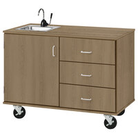 I.D. Systems 48 inch Wide Roman Walnut Demonstration Station with Sink, (3) Drawers, and Storage Cabinet 80739F36021