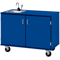 I.D. Systems 48 inch Wide Royal Blue Demonstration Station with Sink and (2) Storage Cabinets 80743F36045