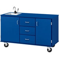I.D. Systems 59 inch Wide Royal Blue Demonstration Station with Sink, (3) Drawers, and (2) Storage Cabinets 80741F36045