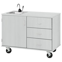 I.D. Systems 48 inch Wide Fashion Grey Demonstration Station with Sink, (3) Drawers, and Storage Cabinet 80739F36010