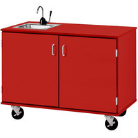 I.D. Systems 48 inch Wide Tulip Red Demonstration Station with Sink and (2) Storage Cabinets 80743F36043