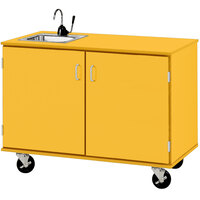 I.D. Systems 48 inch Wide Sun Yellow Demonstration Station with Sink and (2) Storage Cabinets 80743F36042