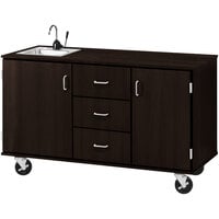 I.D. Systems 59 inch Wide Midnight Maple Demonstration Station with Sink, (3) Drawers, and (2) Storage Cabinets 80741F36023
