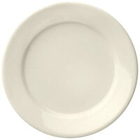 Libbey Porcelana Cream 7 3/4" Cream White Wide Rim Rolled Edge Porcelain Plate - 36/Case