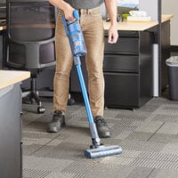 Lavex Janitorial Blue Cordless Stick Vacuum with 2.0Ah Battery, HEPA Filtration, and Tool Kit - 22.2V, 250W