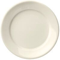 Libbey Porcelana Cream 11 1/2" Cream White Wide Rim Rolled Edge Porcelain Plate - 12/Case
