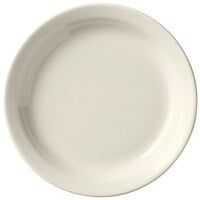 Libbey Porcelana Cream 6 1/2" Cream White Narrow Rim Porcelain Plate - 36/Case