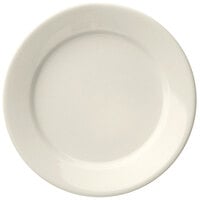 Libbey Porcelana Cream 9 3/4" Cream White Wide Rim Rolled Edge Porcelain Plate - 24/Case