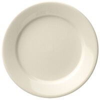 Libbey Porcelana Cream 8 3/4" Cream White Wide Rim Rolled Edge Porcelain Plate - 24/Case