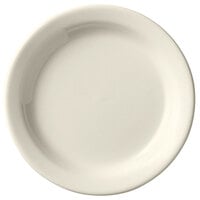 Libbey Porcelana Cream 5 1/2" Cream White Narrow Rim Porcelain Plate - 36/Case