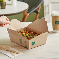New Roots Kraft PLA-Lined Compostable #3 Take-Out Container 7 3/4 inch x 5 1/2 inch x 2 1/2 inch - 200/Case