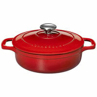 Chasseur 1.8 Qt. Ruby Red Enameled Cast Iron Brazier / Casserole Dish with Cover by Arc Cardinal FN438