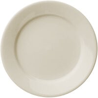 Libbey Porcelana Cream 6 1/4" Cream White Wide Rim Rolled Edge Porcelain Plate - 36/Case